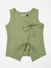 Green Stretch khadi style Tie-Up top